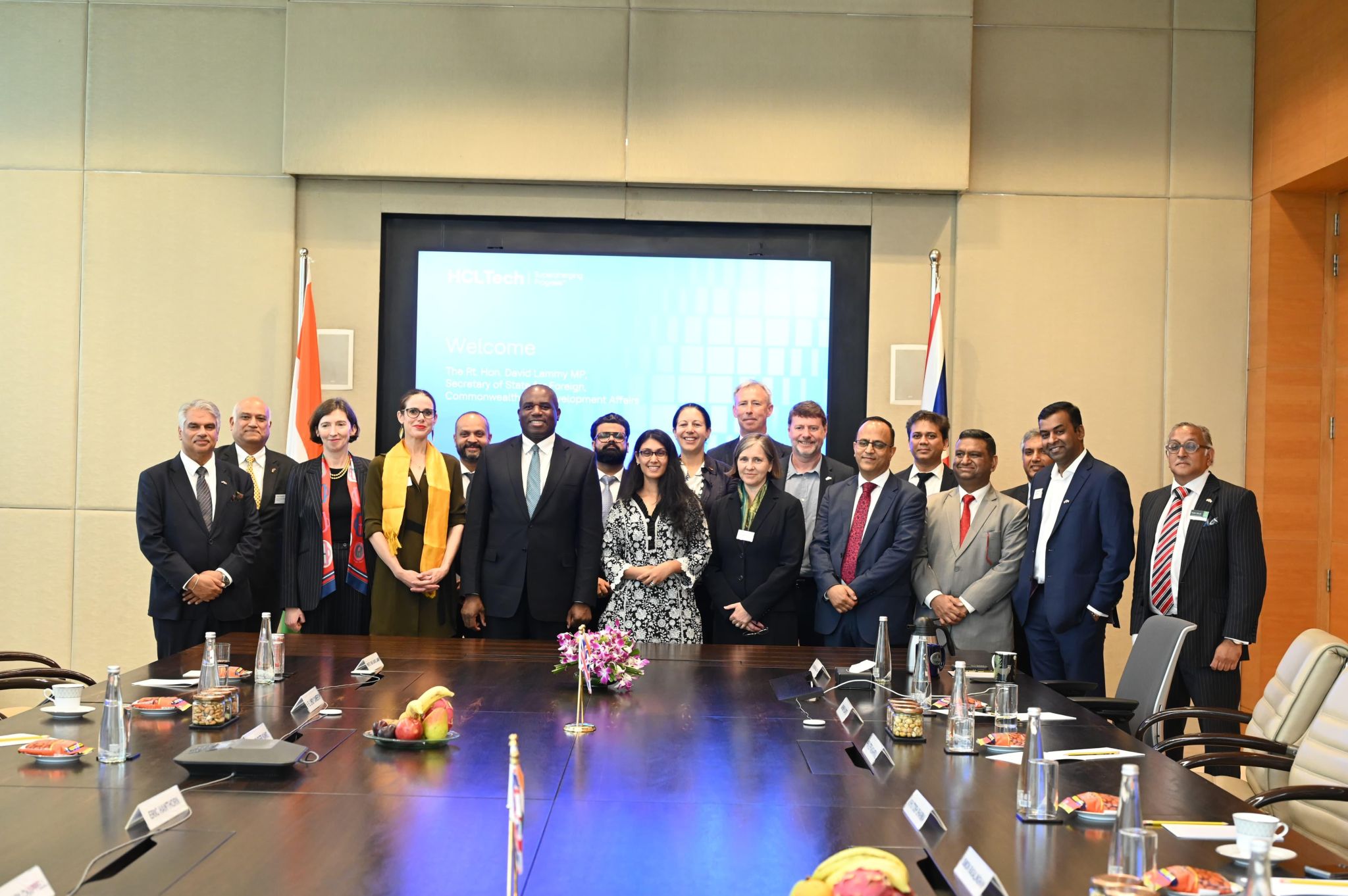 David Lammy with UK-India tech security initiative delegates in boardroom